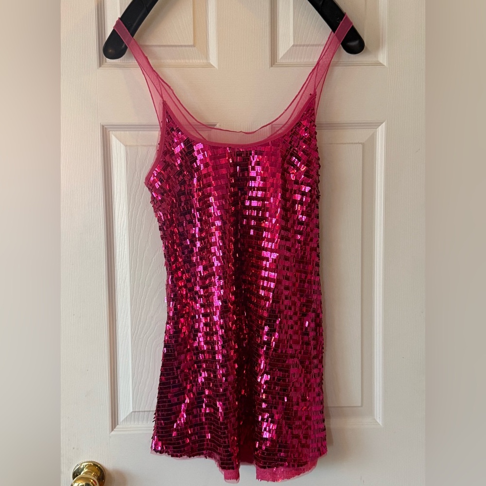 Free People Hot Pink Sequin Top - Picture 2 of 6